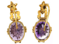 Victorian 18ct Gold, Amethyst & Rose Diamond Drop Earrings