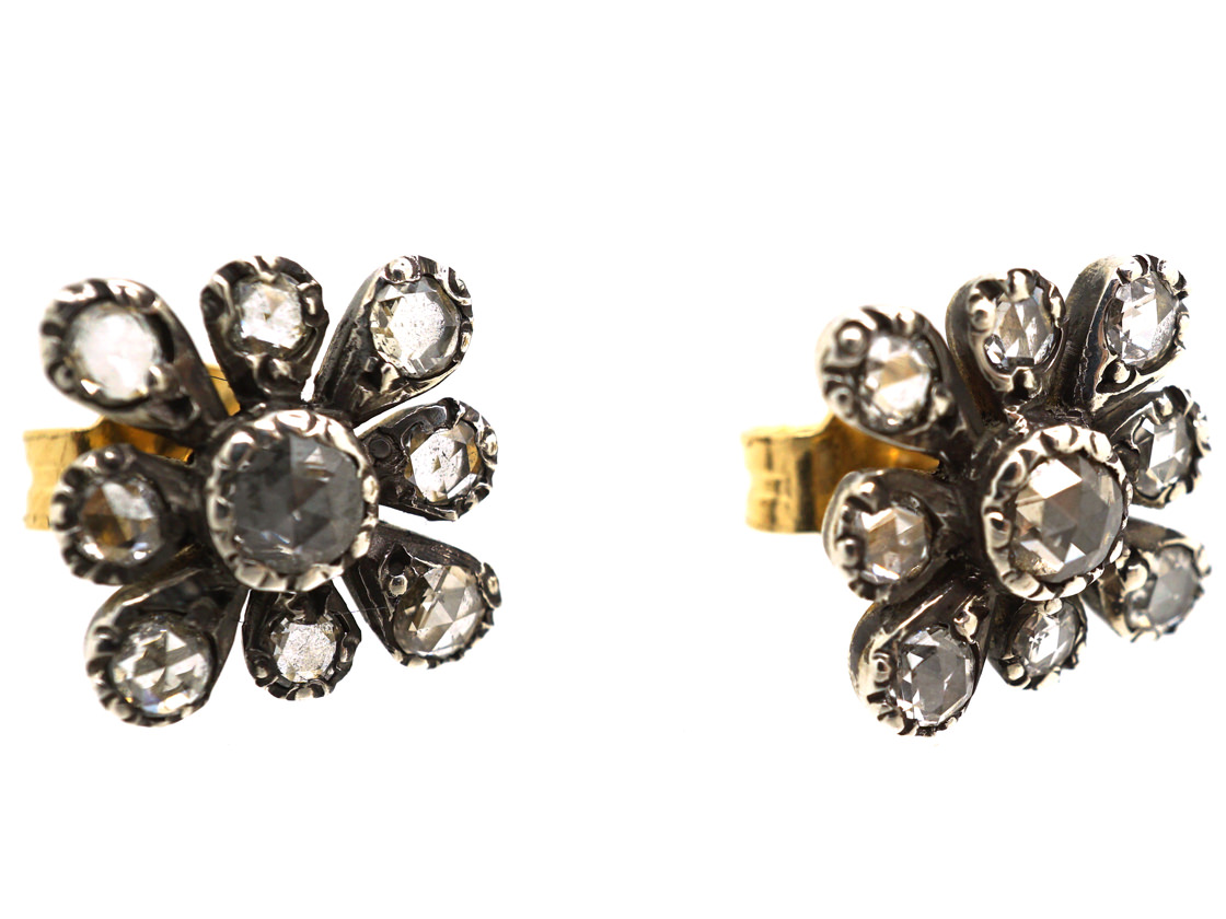 Rose Diamond Cluster Earrings (948L) | The Antique Jewellery Company
