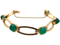 9ct Gold & Green Chalcedony Bracelet by Deakin & Francis