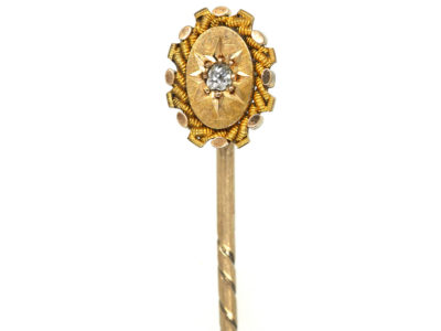 Victorian 15ct Gold & Diamond Tie Pin