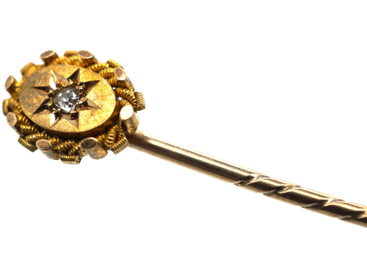 Victorian 15ct Gold & Diamond Tie Pin