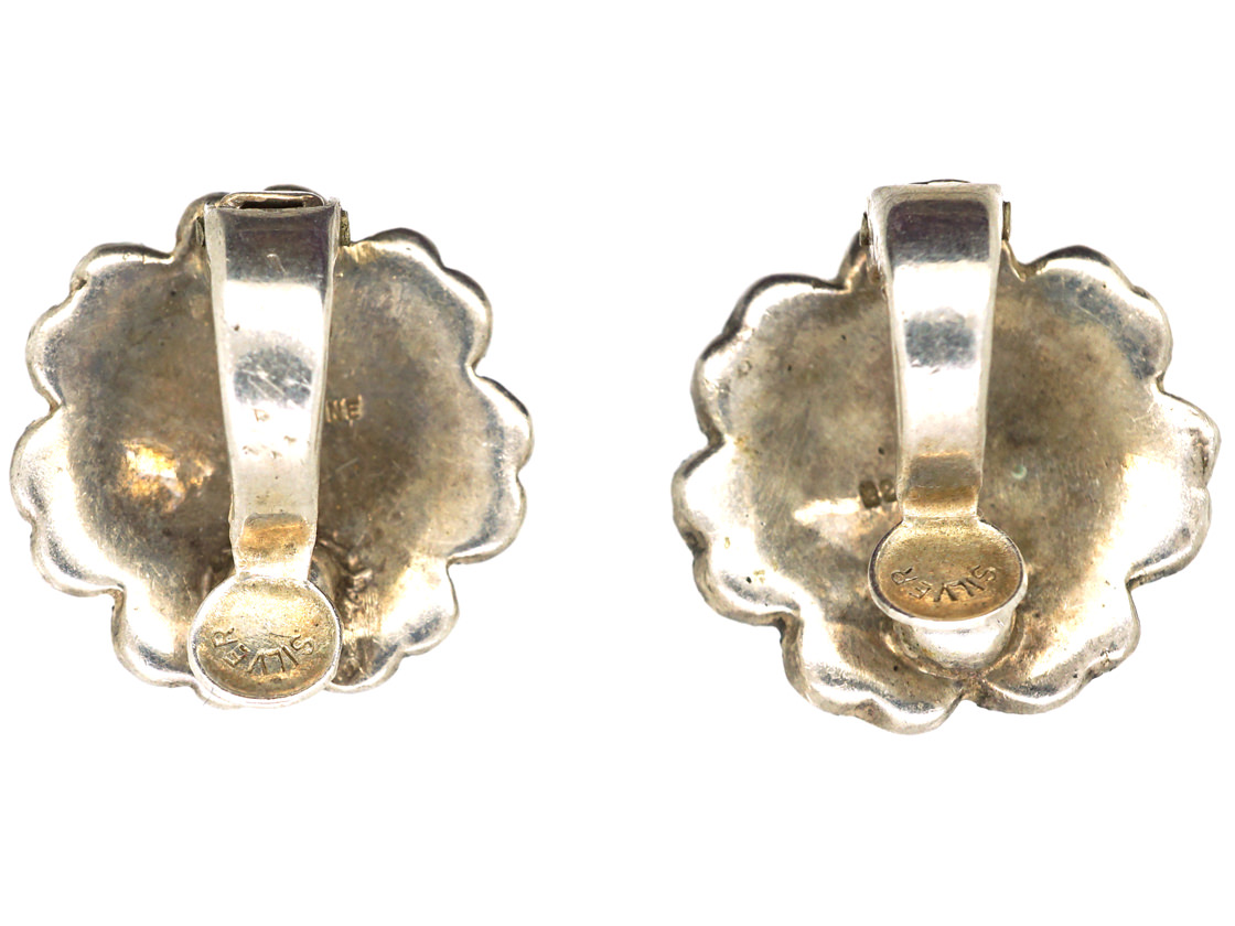 Silver & Marcasite Clip-On Flower Earrings (882L) | The Antique ...