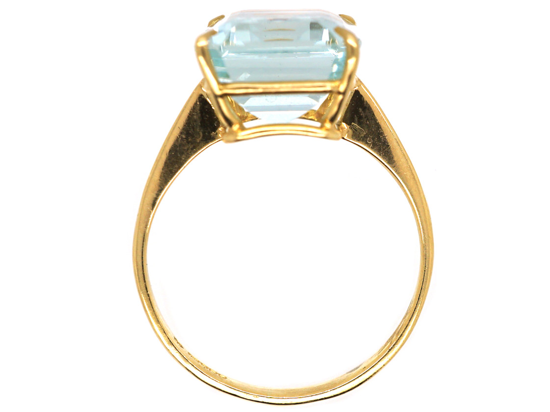 18ct Gold & Rectangular Aquamarine Ring (982L) | The Antique Jewellery ...