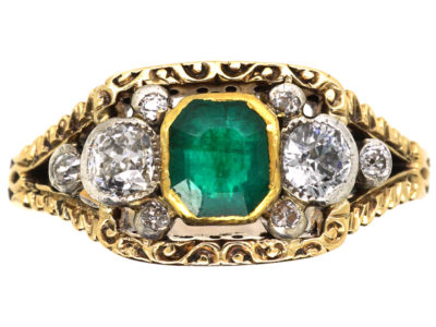 Victorian 18ct Gold, Emerald & Diamond Ring