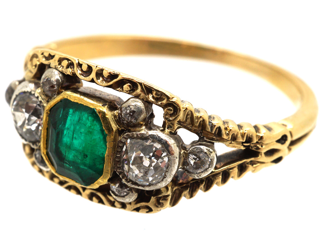 Victorian 18ct Gold, Emerald & Diamond Ring (254/O) | The Antique ...