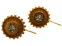 Victorian 18ct Gold Earrings Set With a Diamond