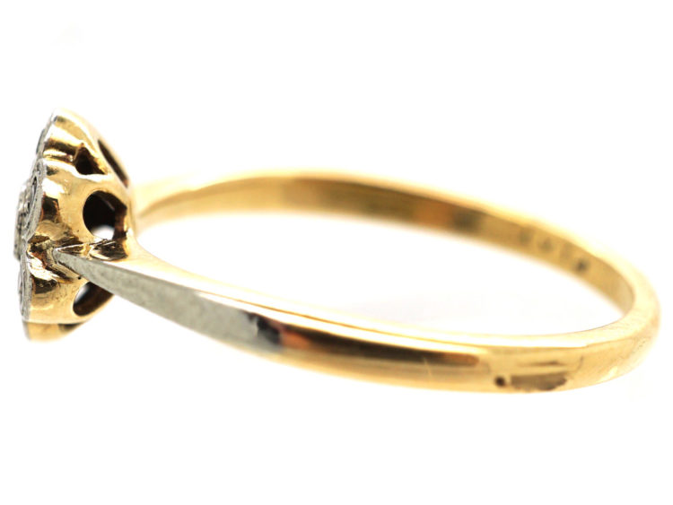 Edwardian 18ct Gold, Platinum Diamond Small Cluster Ring