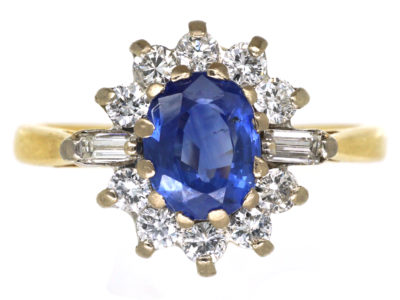 18ct Gold, Sapphire & Diamond Oval Cluster Ring