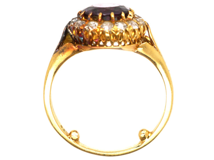 Edwardian 18ct Gold, Garnet & Diamond Cluster Ring