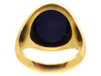 18ct Gold & Lapis Lazuli Signet Ring With Crest Intaglio