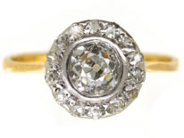 Edwardian 18ct & Platinum, Diamond Daisy Cluster Ring