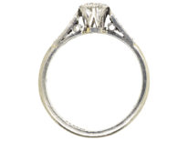 Art Deco Platinum, Diamond Solitaire Ring With Diamond Set Shoulders