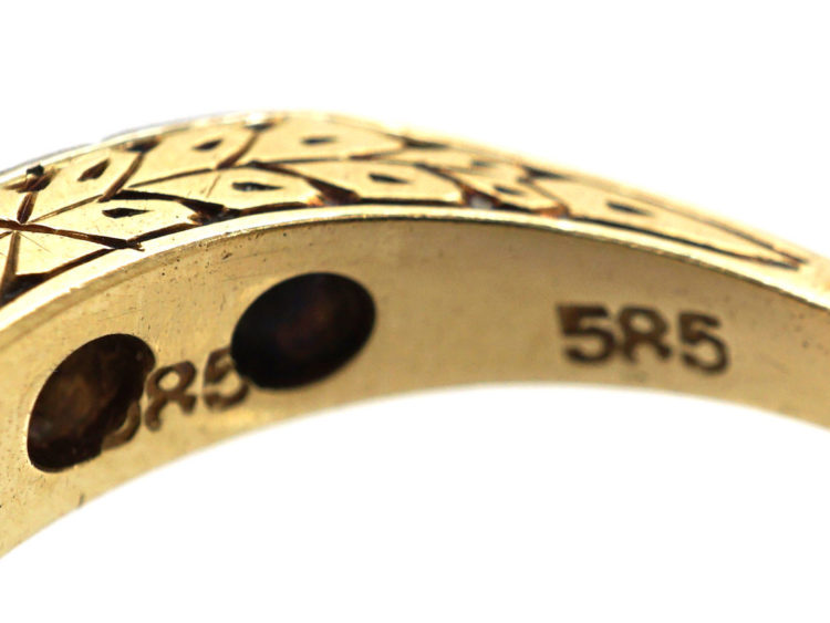 Art Deco 14ct Gold Three Stone Diamond Ring