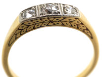Art Deco 14ct Gold Three Stone Diamond Ring