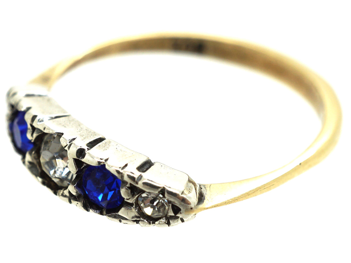 Edwardian 9ct Gold Blue & White Paste Ring (283M) | The Antique ...