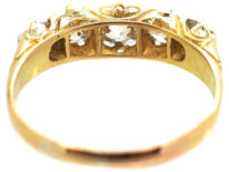 Victorian 18ct Gold & Five Stone Diamond Carved Half Hoop Ring