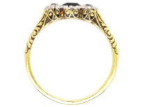 Art Deco 14ct Gold, Sapphire & Diamond Three Stone Ring