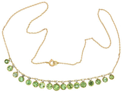 Edwardian 15ct Gold, Diamond & Peridot Necklace