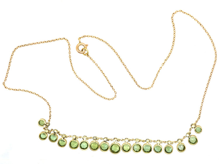 Edwardian 15ct Gold, Diamond & Peridot Necklace