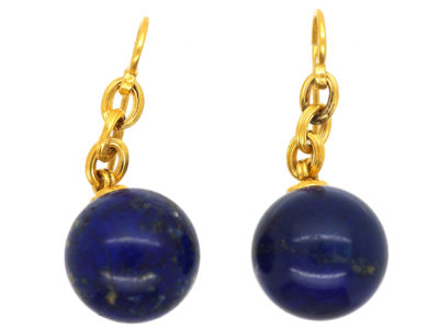 French 18ct Gold & Lapis Lazuli Earrings