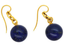 French 18ct Gold & Lapis Lazuli Earrings