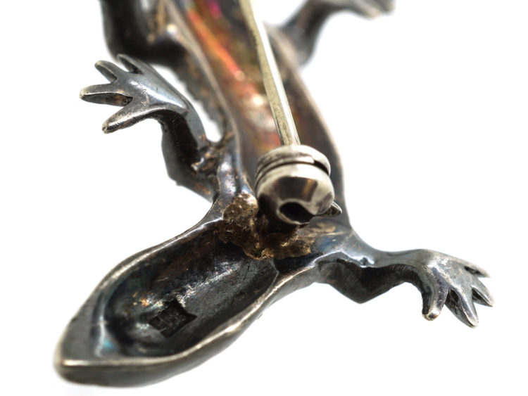 Art Deco Silver & Marcasite Lizard Brooch