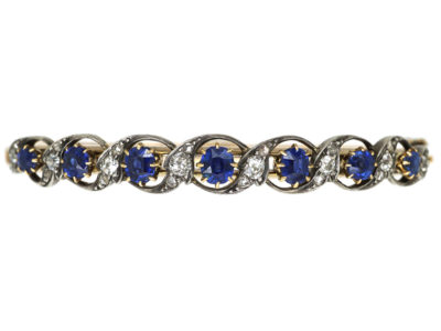 Edwardian 15ct Gold, Sapphire & Diamond Bangle