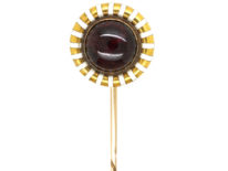Victorian 15ct Gold, White Enamel & Cabochon Garnet Tie Pin
