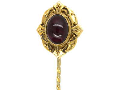 Victorian 15ct Gold & Cabochon Garnet Tie Pin