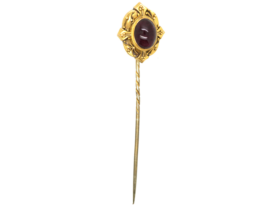 Victorian 15ct Gold & Cabochon Garnet Tie Pin (158M) | The Antique ...