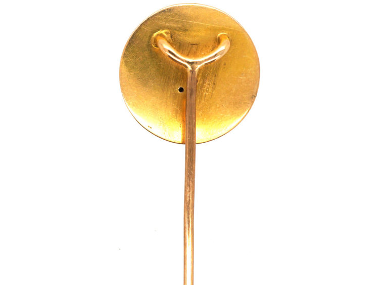 Art Nouveau 18ct Gold & Diamond Tie Pin of a Lady by Comte Prosper d' Epinay