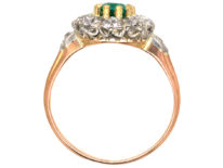 French 18ct Belle Epoque Emerald & Diamond Cluster Ring