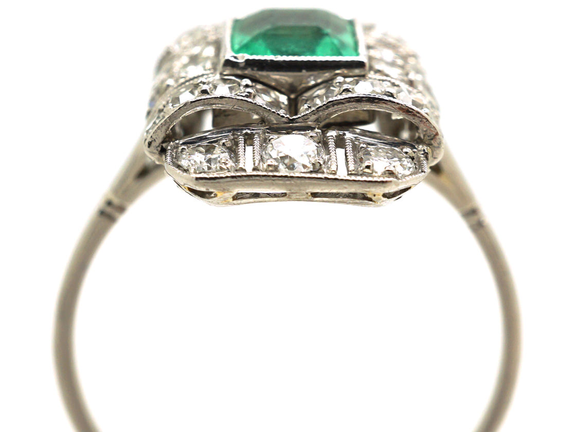 Art Deco Platinum, Emerald & Diamond Rectangular Ring (141M) | The ...