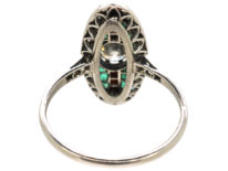 Art Deco Platinum, Emerald, Onyx & Diamond Oval Ring