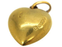 Edwardian 15ct Gold Heart Shaped Pendant set with a Turquoise & Rose Diamonds