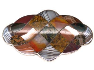 Victorian Scottish Silver & Interwoven Agate Brooch