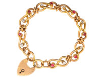 Edwardian 15ct Gold Ruby & Diamond Figure of Eight Bracelet