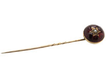 Victorian Cabochon Garnet & Natural Split Pearl Tie Pin