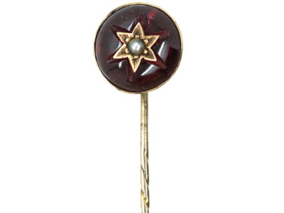 Victorian Cabochon Garnet & Natural Split Pearl Tie Pin