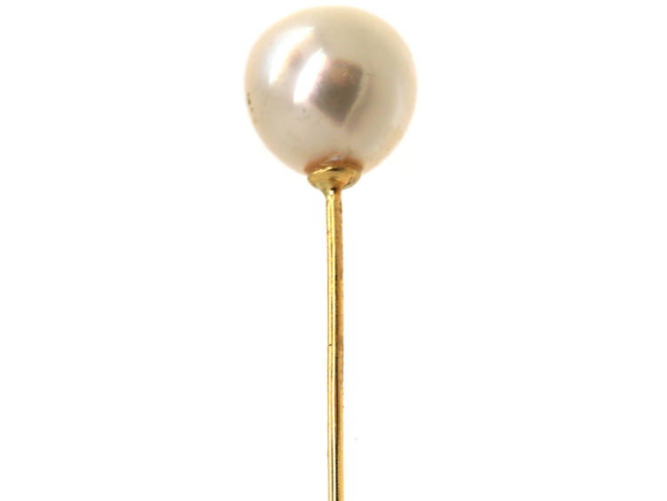 18ct Gold Tie Pin set with a Large Pearl