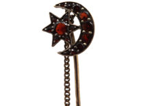 Edwardian Moon & Star Tie Pin set with Garnets