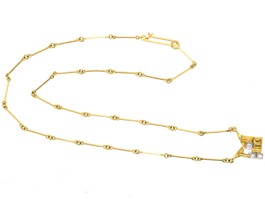 18ct Gold & Diamond Necklace by Bjorn Weckstromm for Lapponia (107M