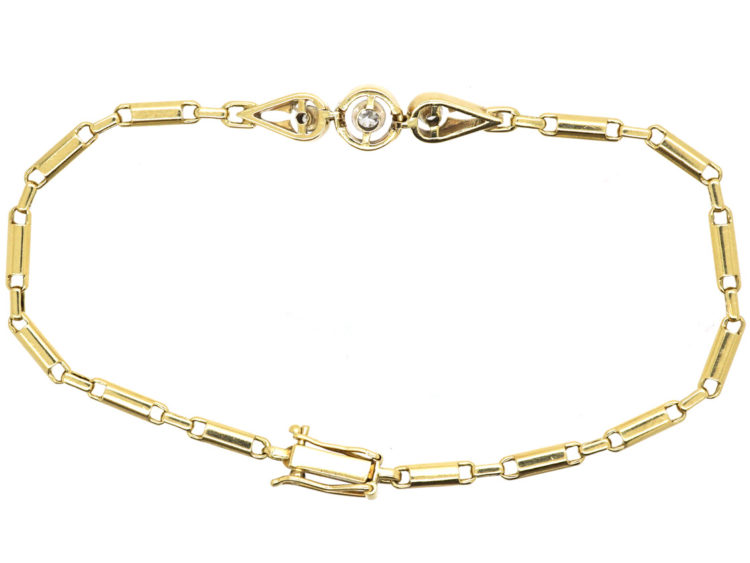 Art Deco 14ct Gold Bracelet set with Three Diamonds