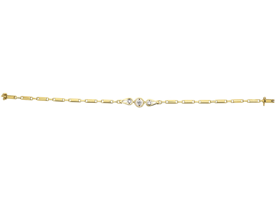 Art Deco 14ct Gold Bracelet set with Three Diamonds (106M) | The ...