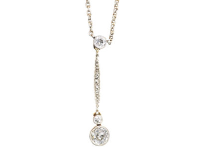 Art Deco Diamond Drop Pendant on Chain