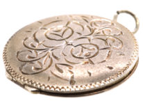 Round Silver Locket with Rose Design