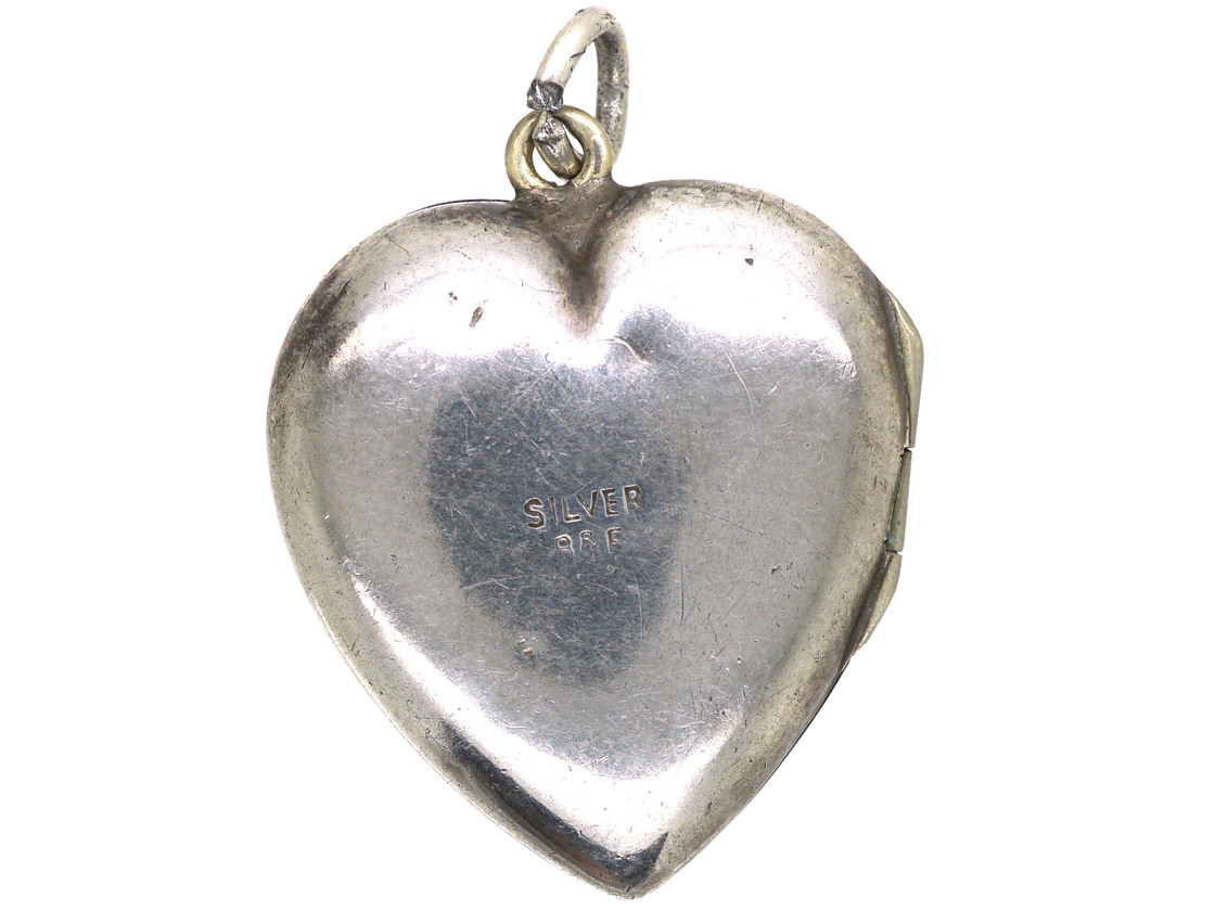 Siver Heart Shaped Locket (183K/9) | The Antique Jewellery Company