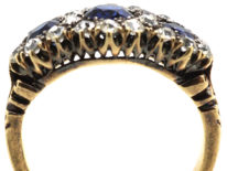 Edwardian 18ct Gold, Triple Cluster Sapphire & Diamond Ring