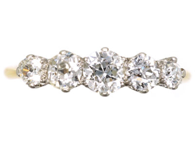 Art Deco 18ct Gold & Platinum Five Stone Diamond Ring