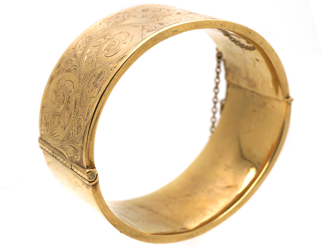 9ct Gold Wide Bangle (289M) | The Antique Jewellery Company
